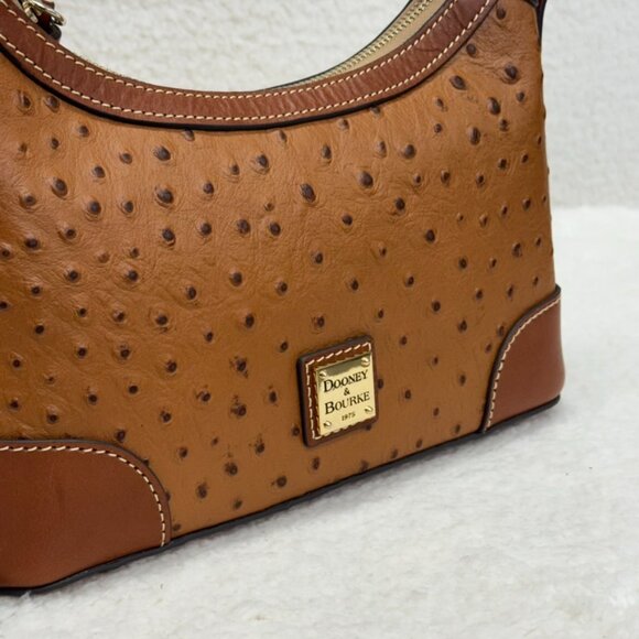 DOONEY & BOURKE - Shoulder Bag Purse in Caramel Italian Leather Ostrich NEW $268 - Picture 3 of 9